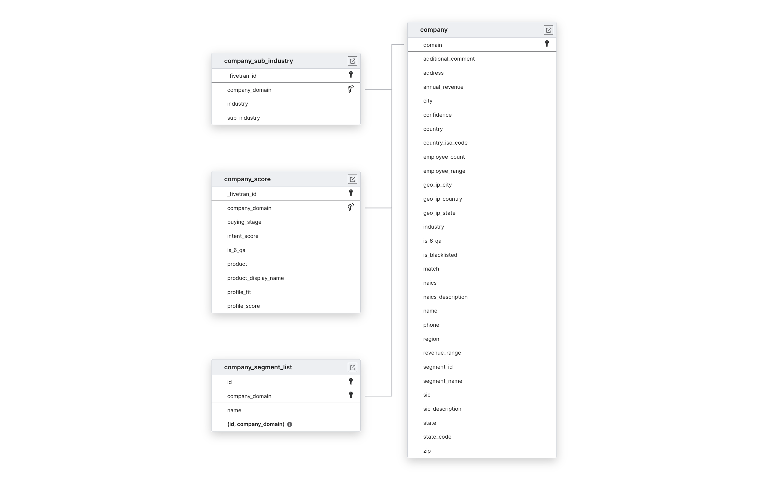 Explore 6sense schema ERD