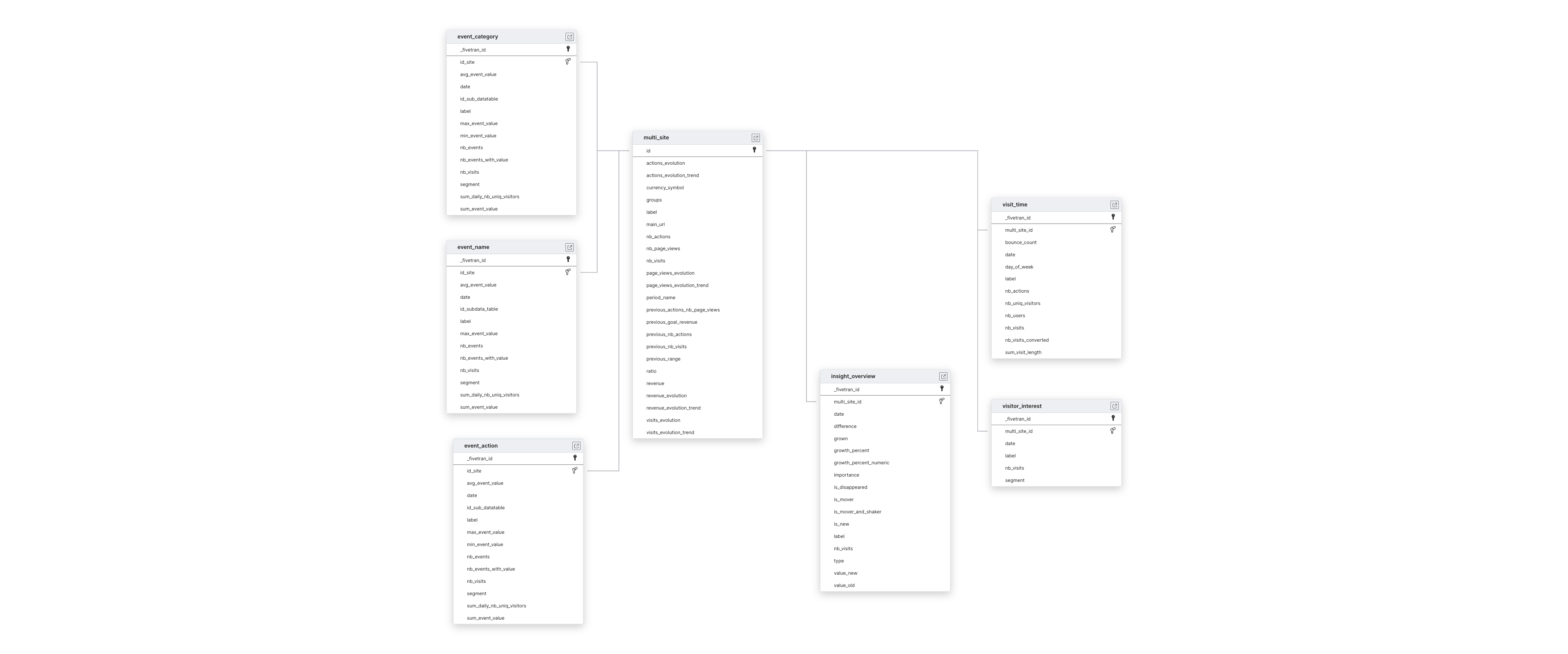 Explore Matomo schema ERD