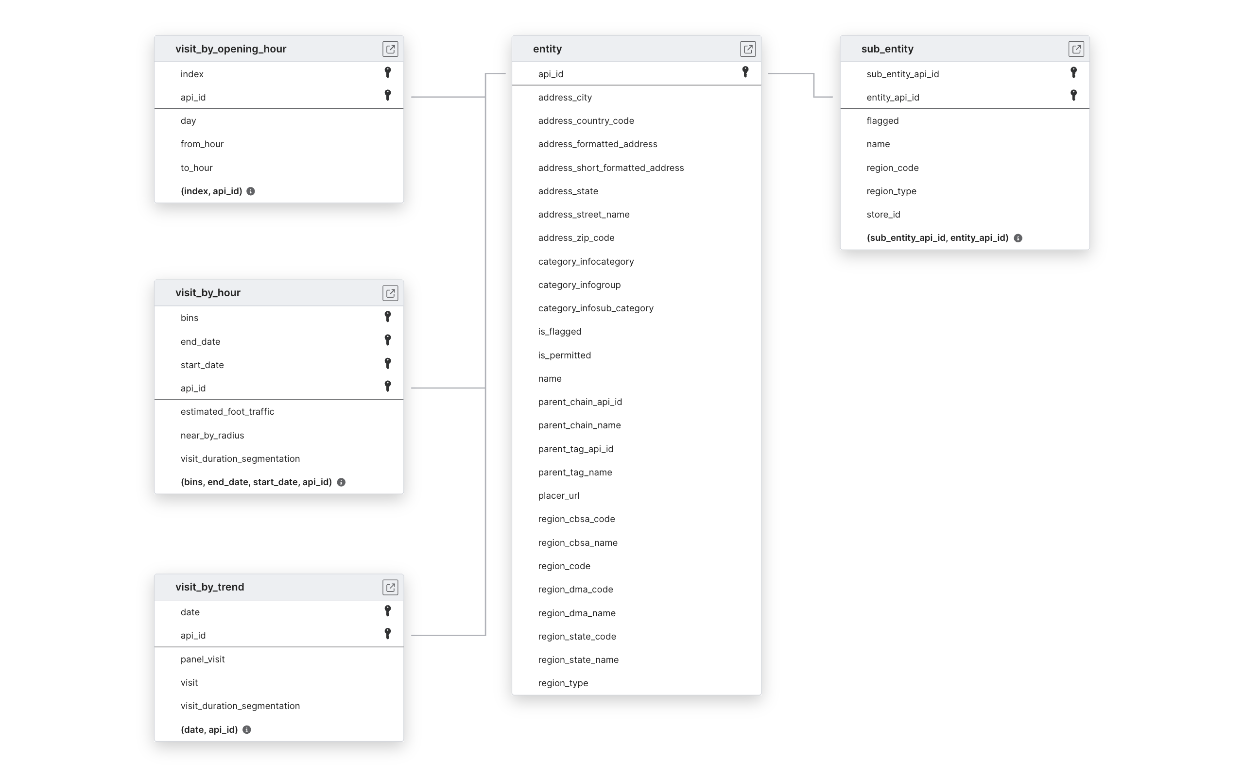 Explore Placer.ai schema ERD