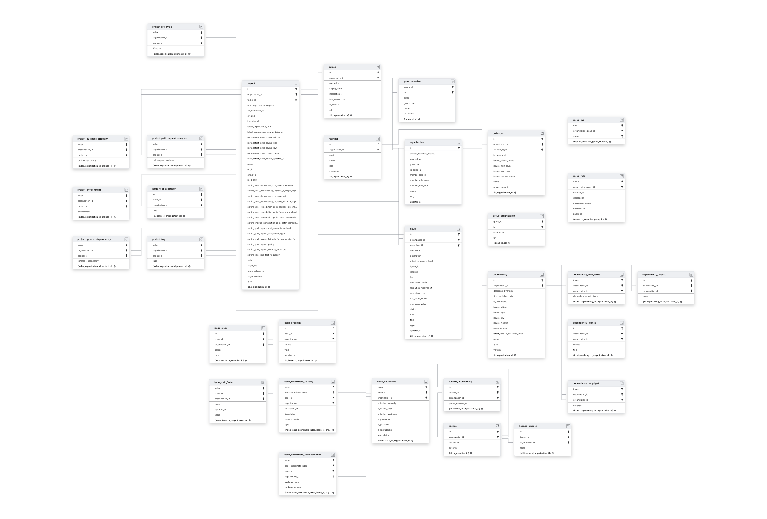 Explore Snyk schema ERD