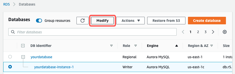 Aurora-RDS-MYSQL-ConfigureBinlog-090-InstanceActionsModify