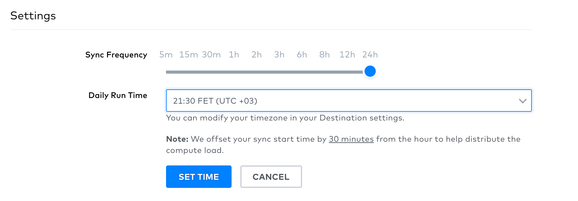 Custom daily sync schedule