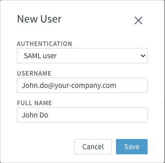 New User dialog