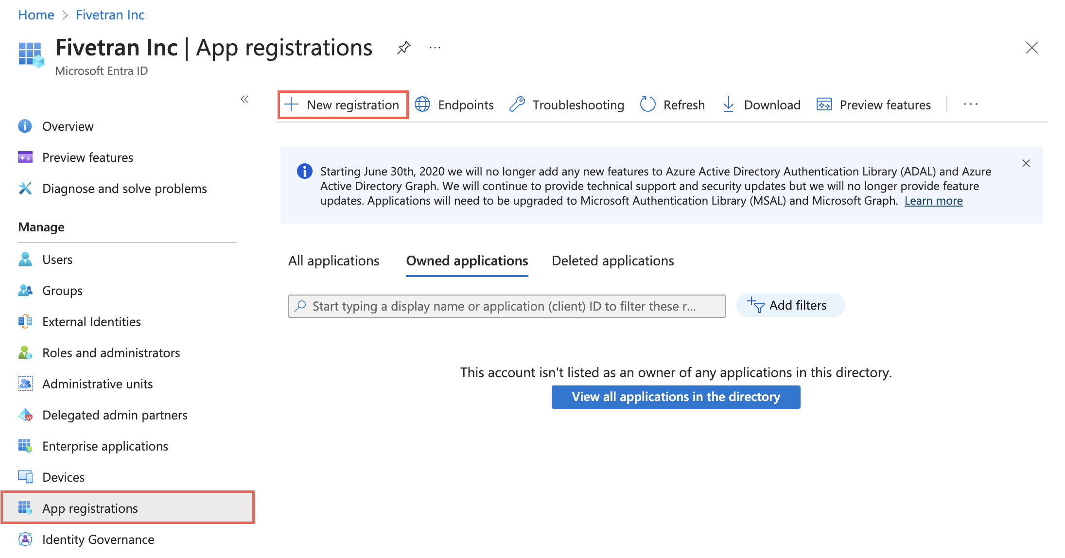 New app registration