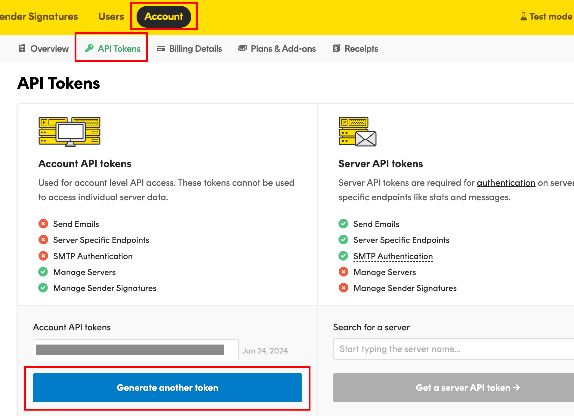 Generate Account API token