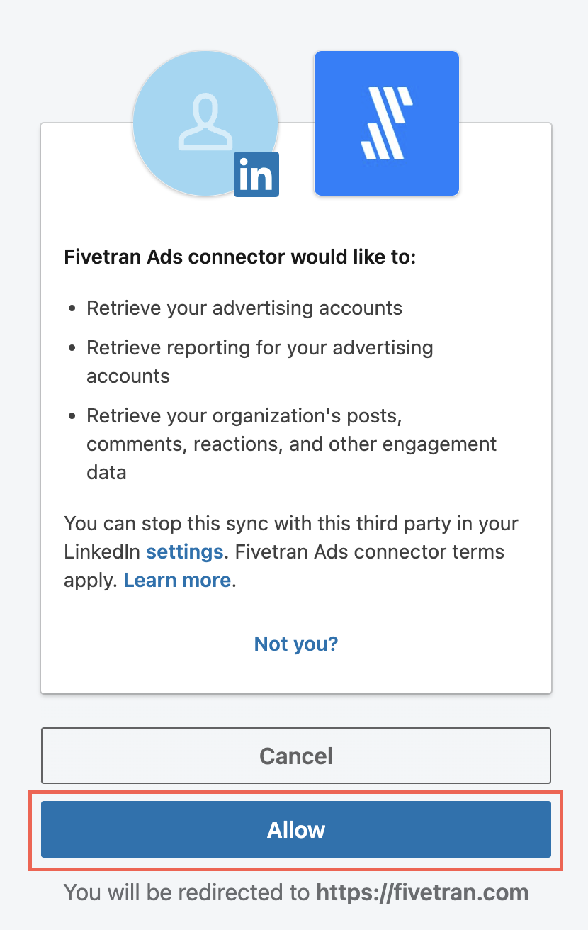 Allow Fivetran access to LinkedIn