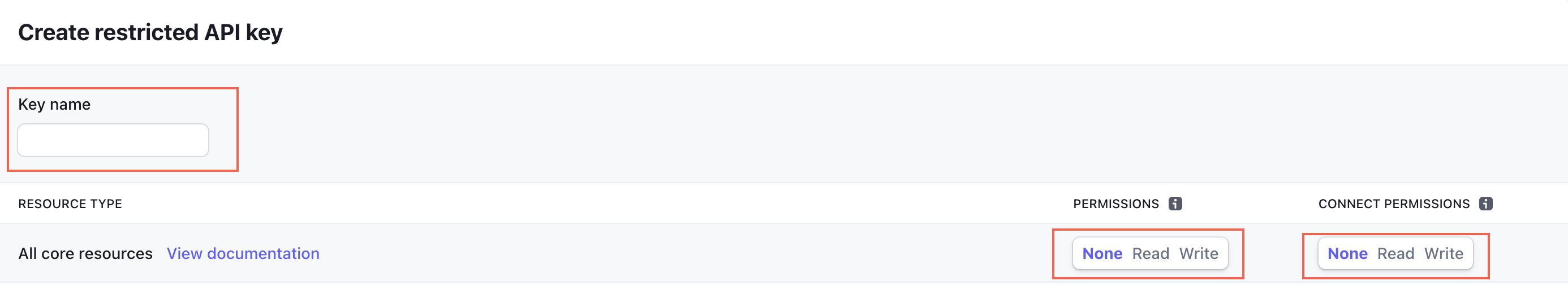 Name Restricted API Key and grant Read permissions