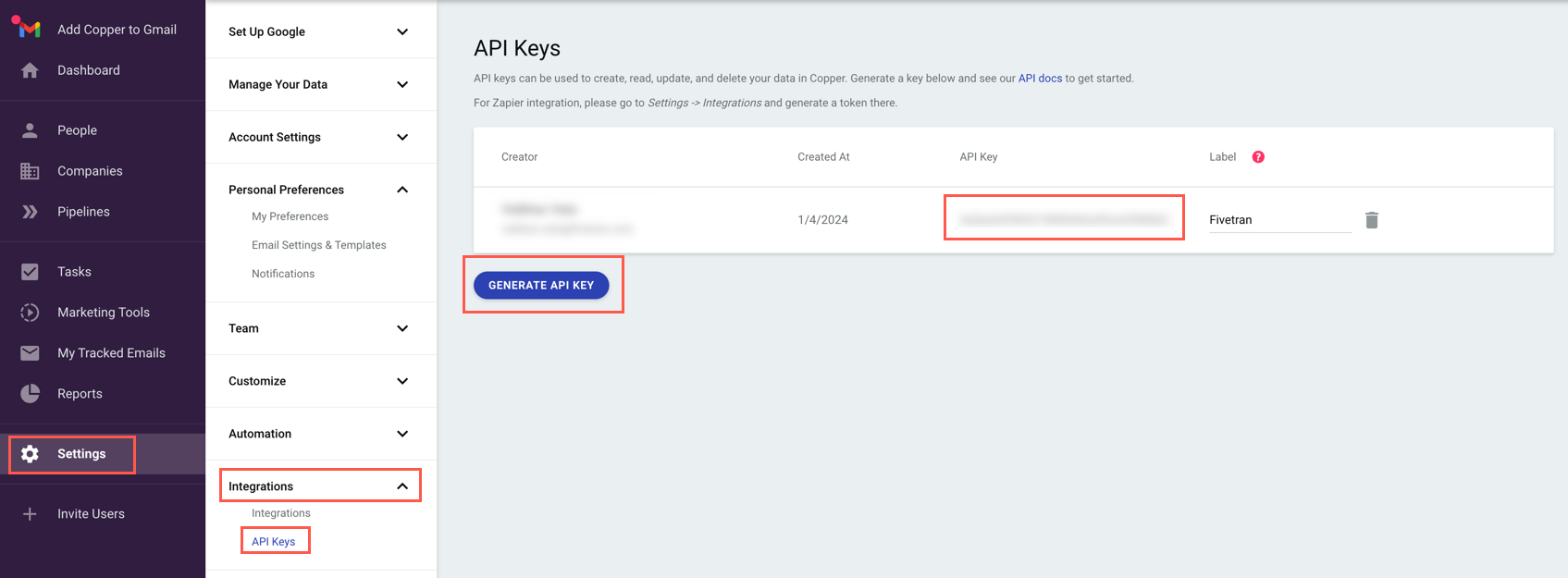 Create API Key