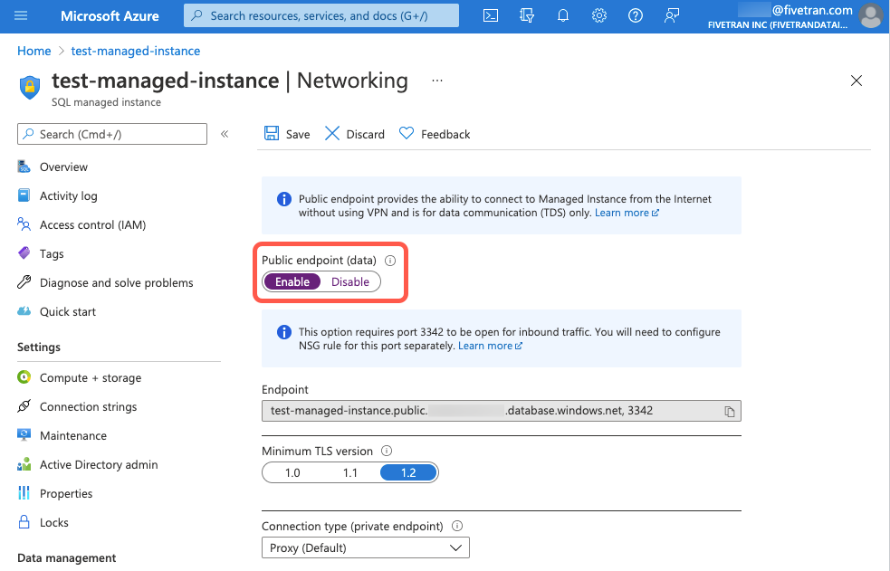 Enable public endpoint access