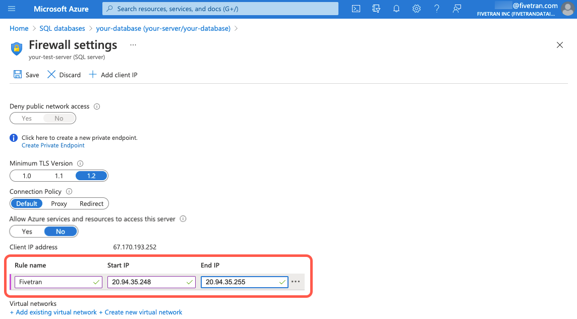 azure-safelist-fivetran-ip