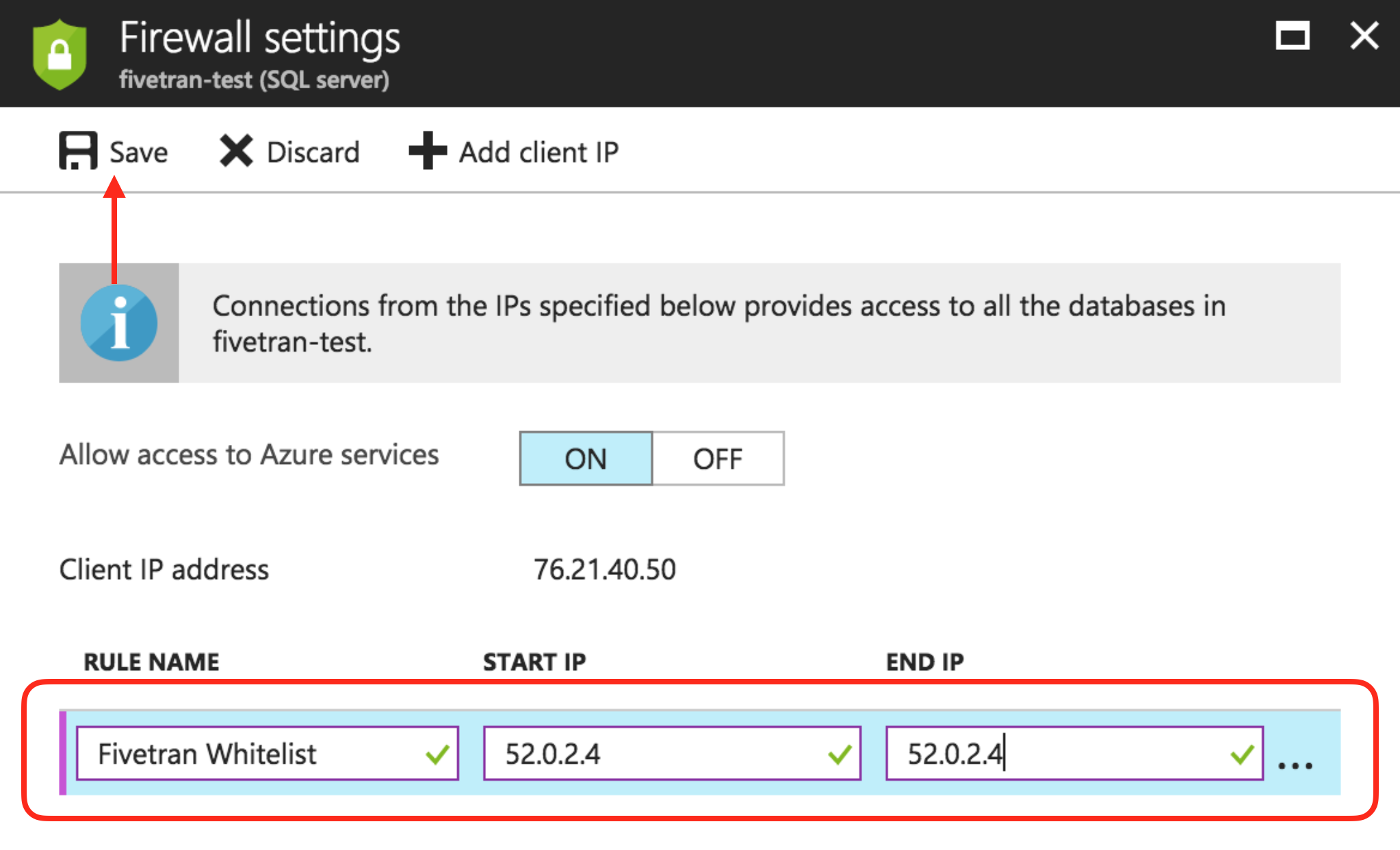 azure-safelist-fivetran-ip