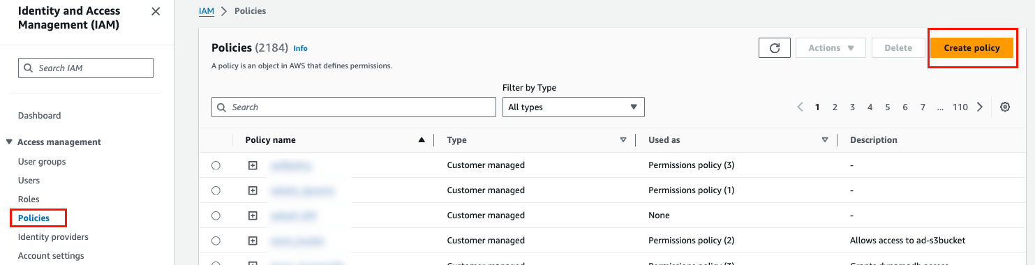 aws-s3-Click "Policies", then "Create Policy"