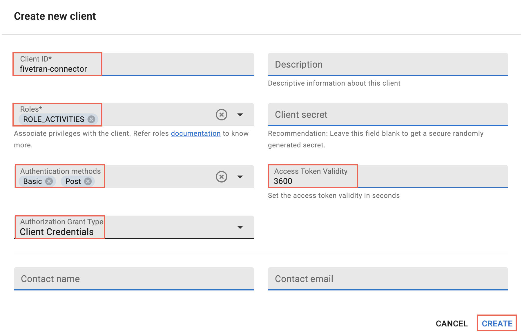 Client configuration