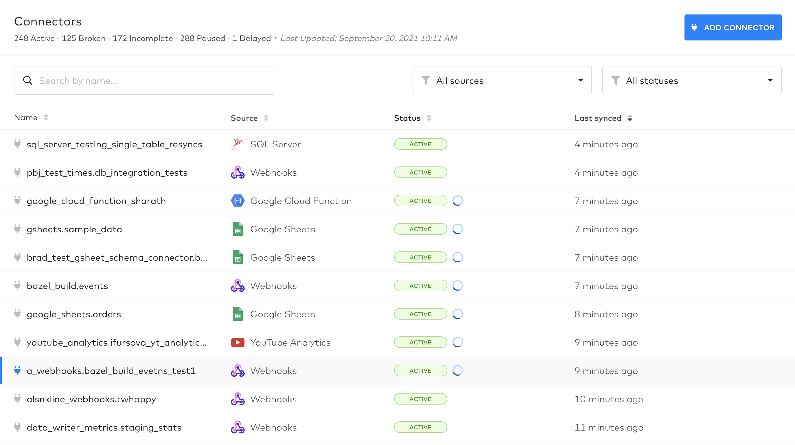 Connector list