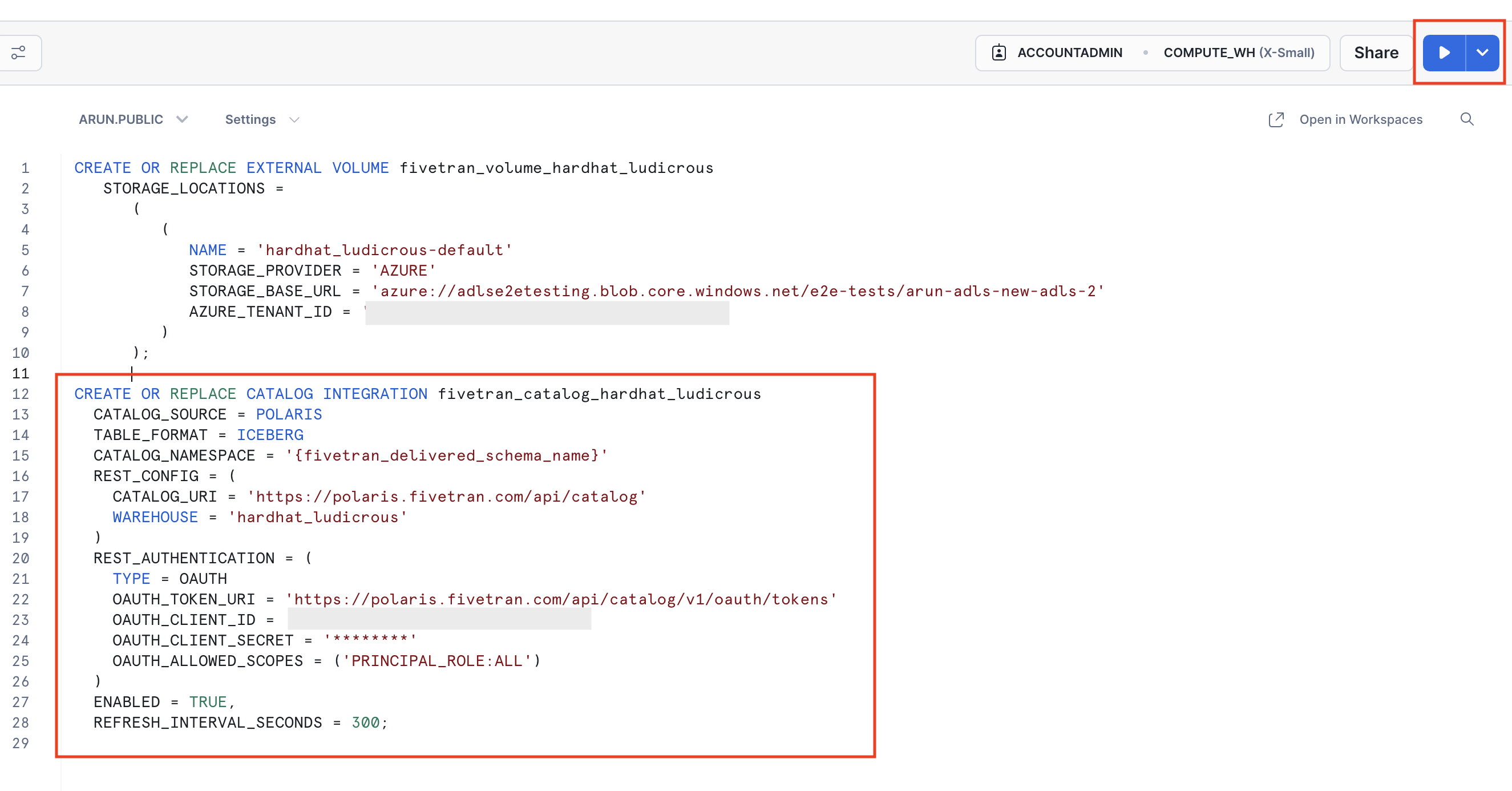 Create catalog integration