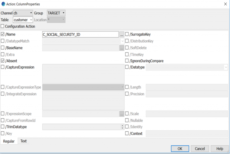 Action Column Properties