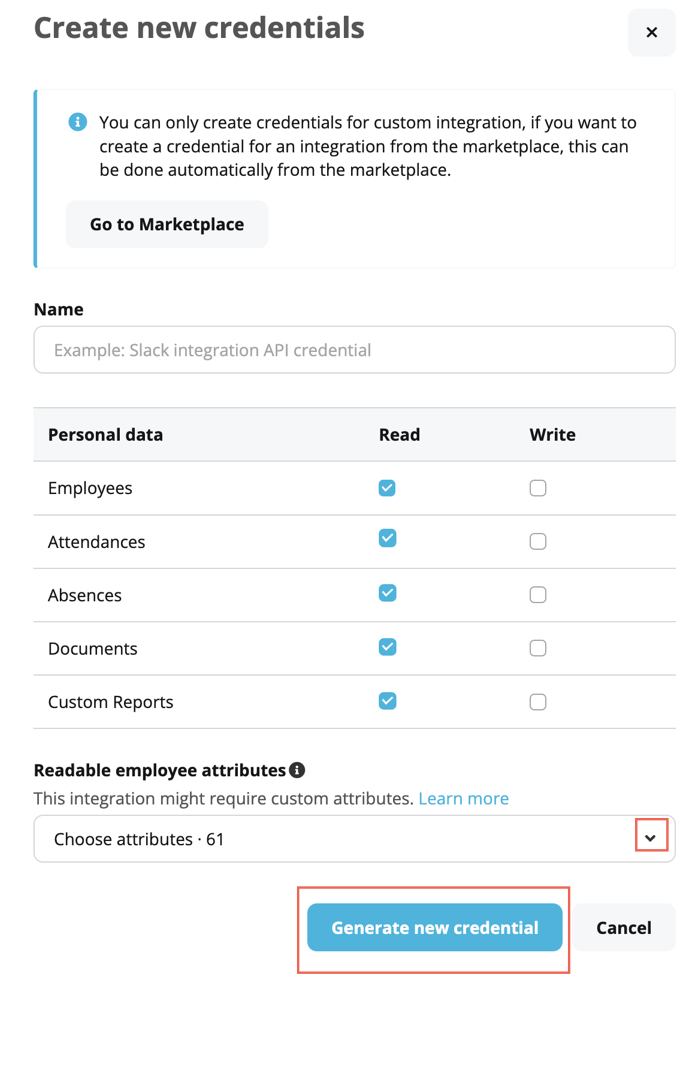 Generate credential