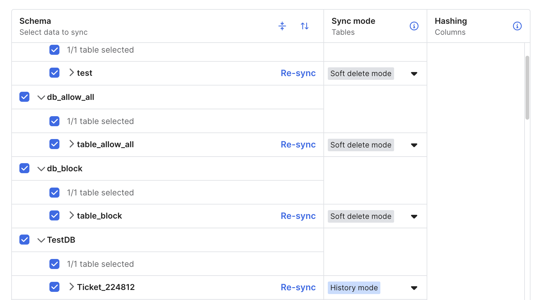 Sync menu available