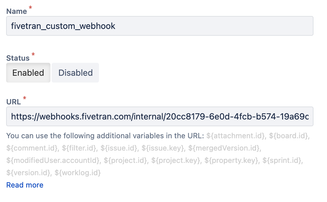 Jira Setup Webhook