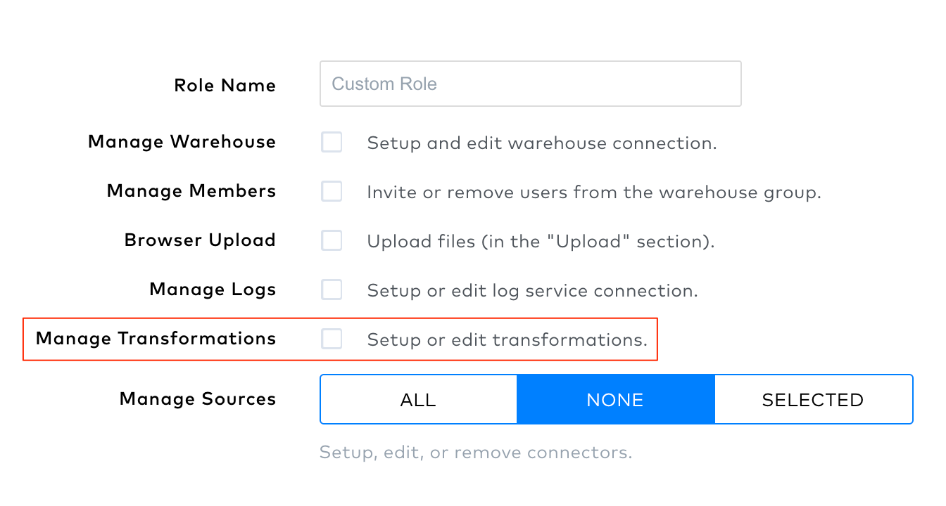 Manage Transformations Permission