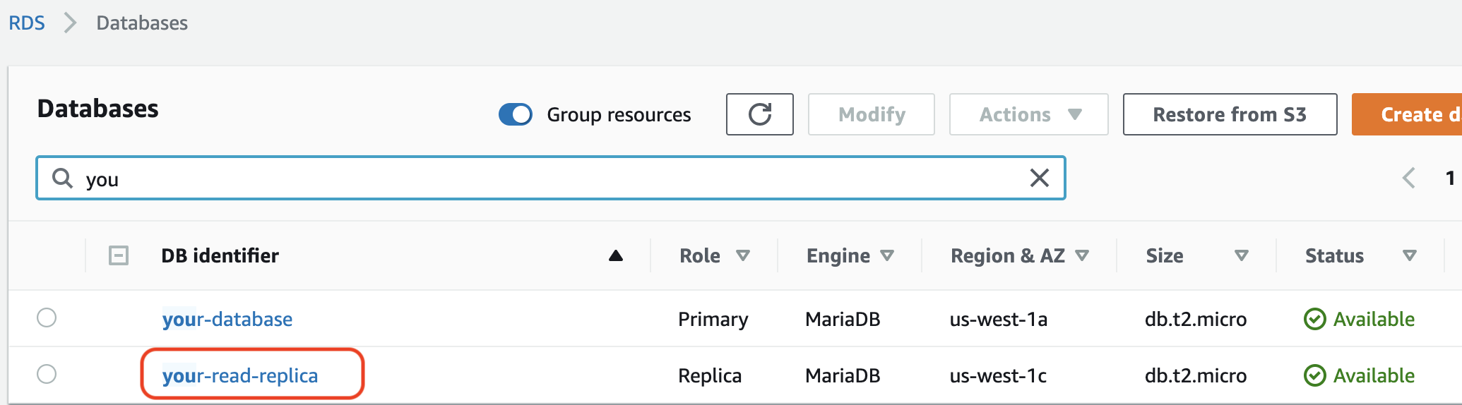 MariaDB-rds-expand-read-replica