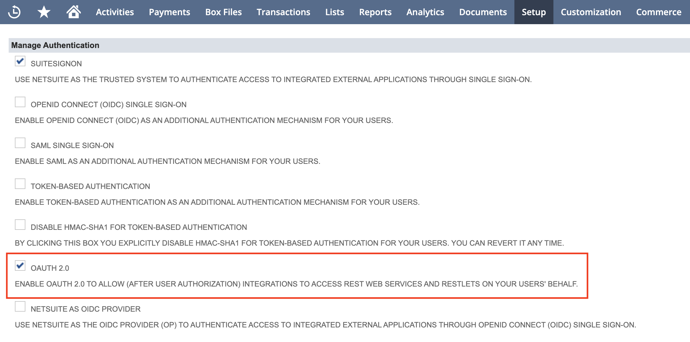 Enable OAuth2 Authentication