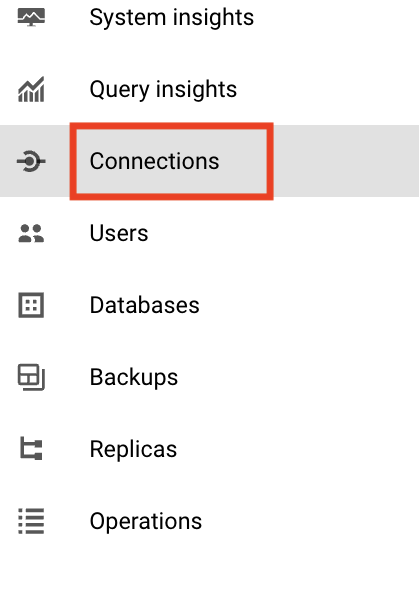 Postgres-gcs-click-connections-tab