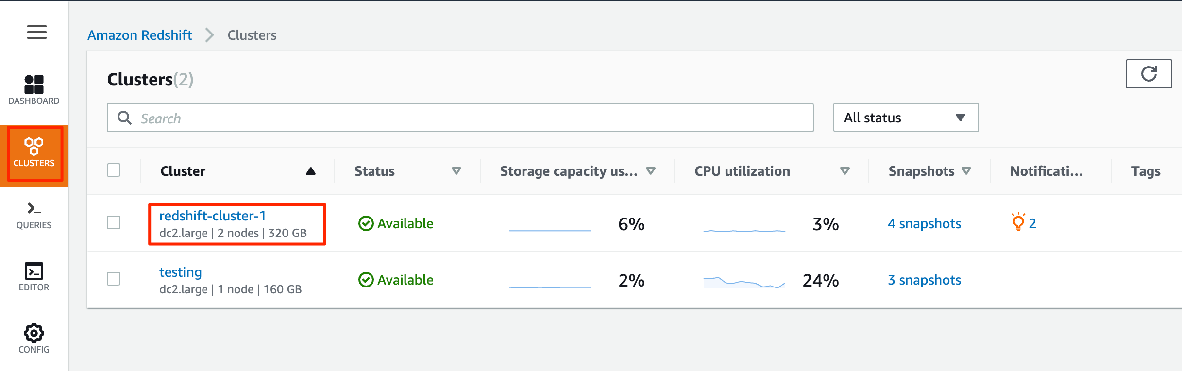 Redshift vpc clusters