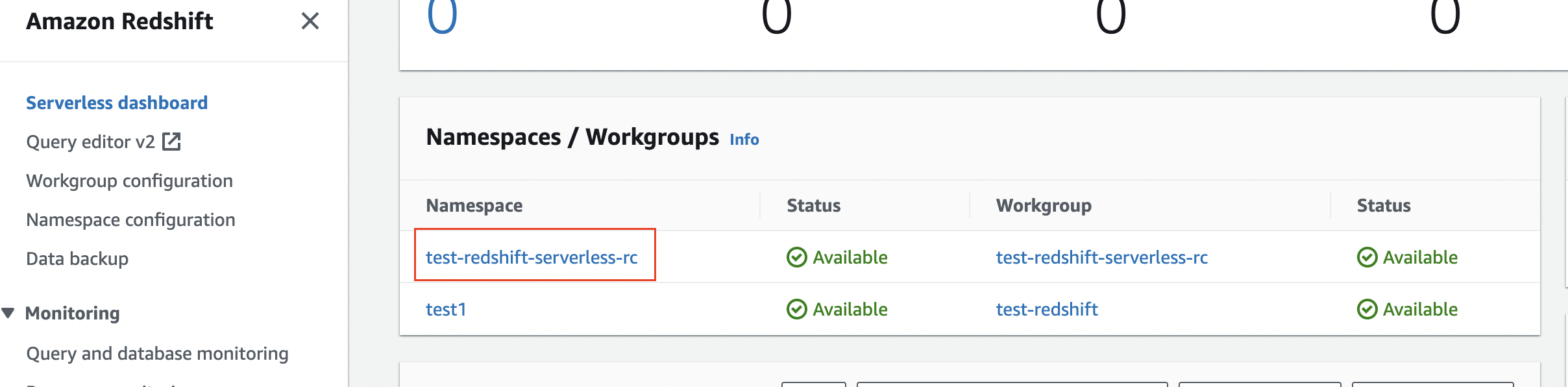 Redshift serverless vpc namespace