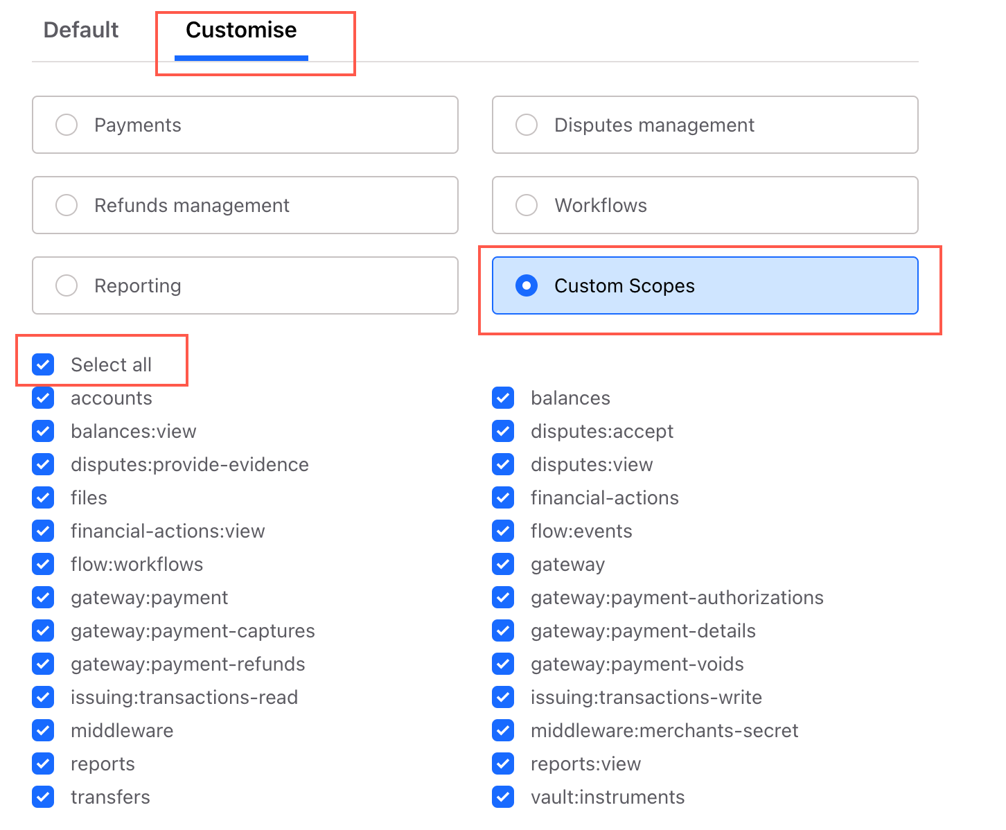 Select endpoint scopes