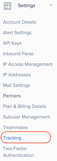 Settings -> Tracking