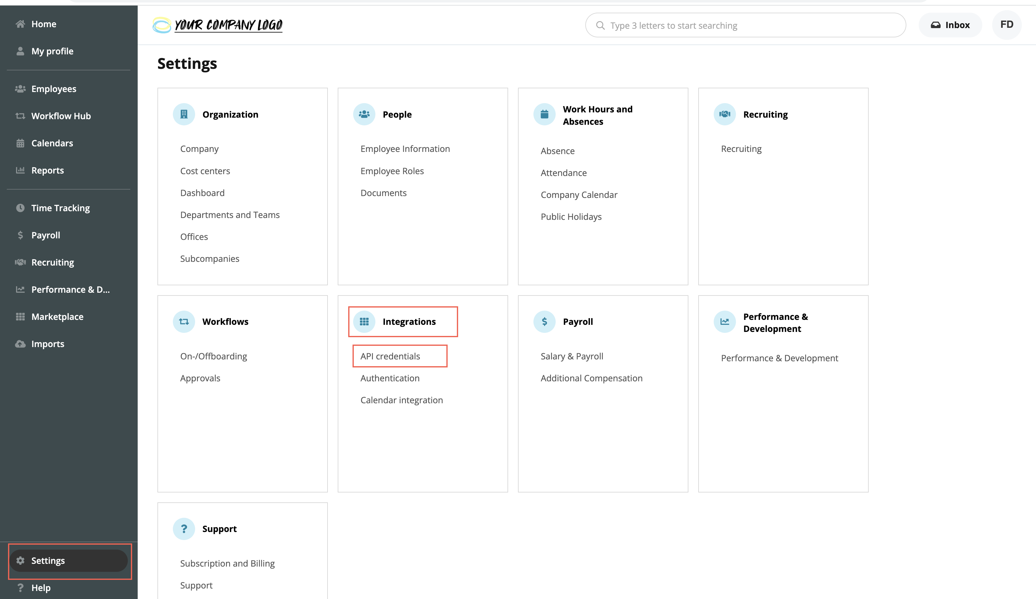 Click API credentials