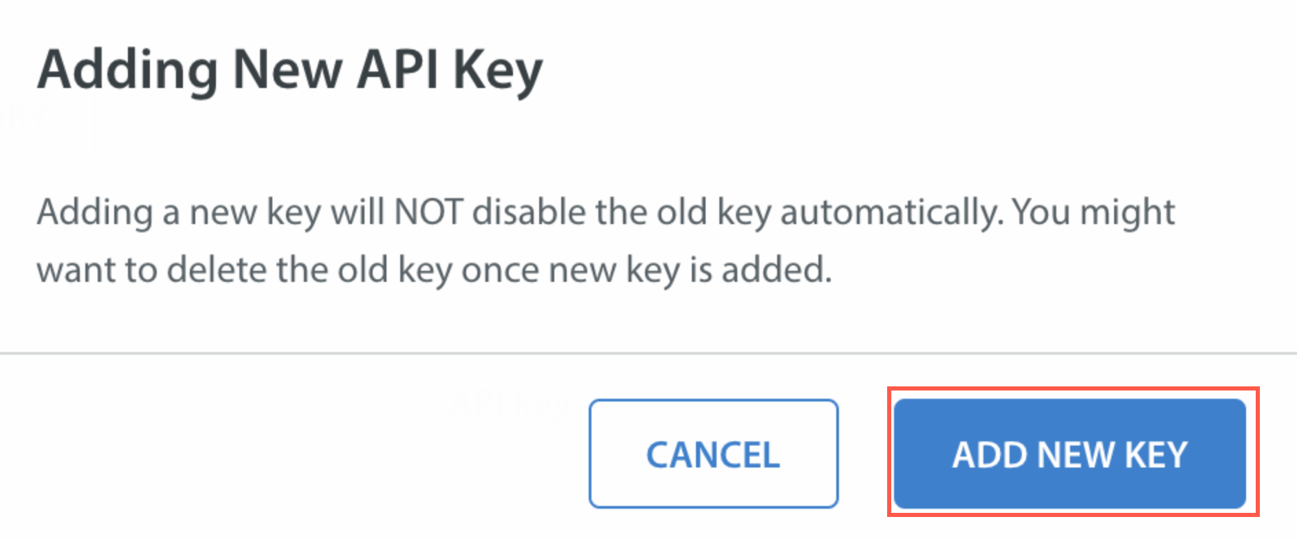 Click ADD NEW KEY