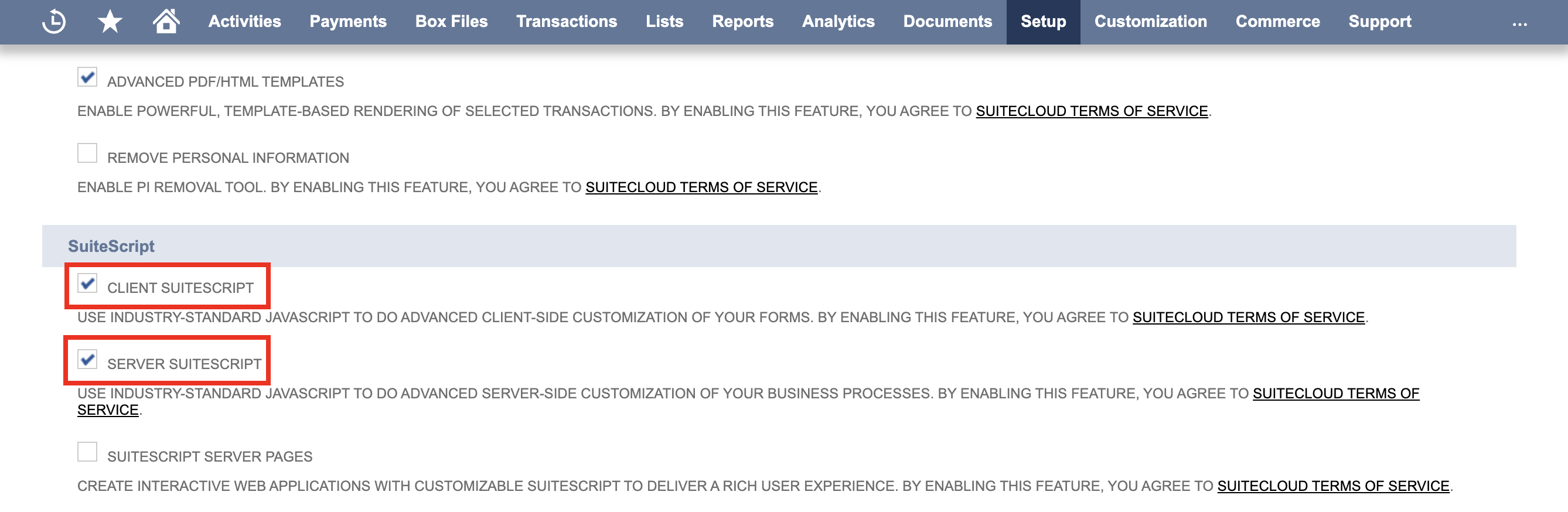 Enable Client and Server SuiteScript